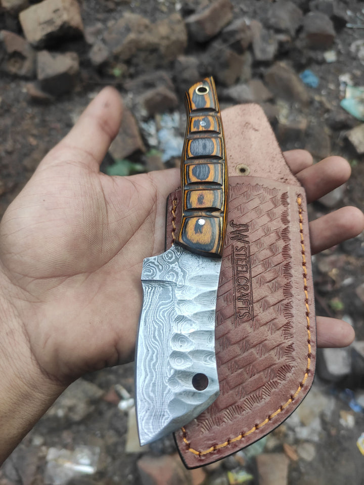 Handmade Damascus Mini EDC Knife — Everyday Carry Survival Tool handmade by JW SteelCrafts