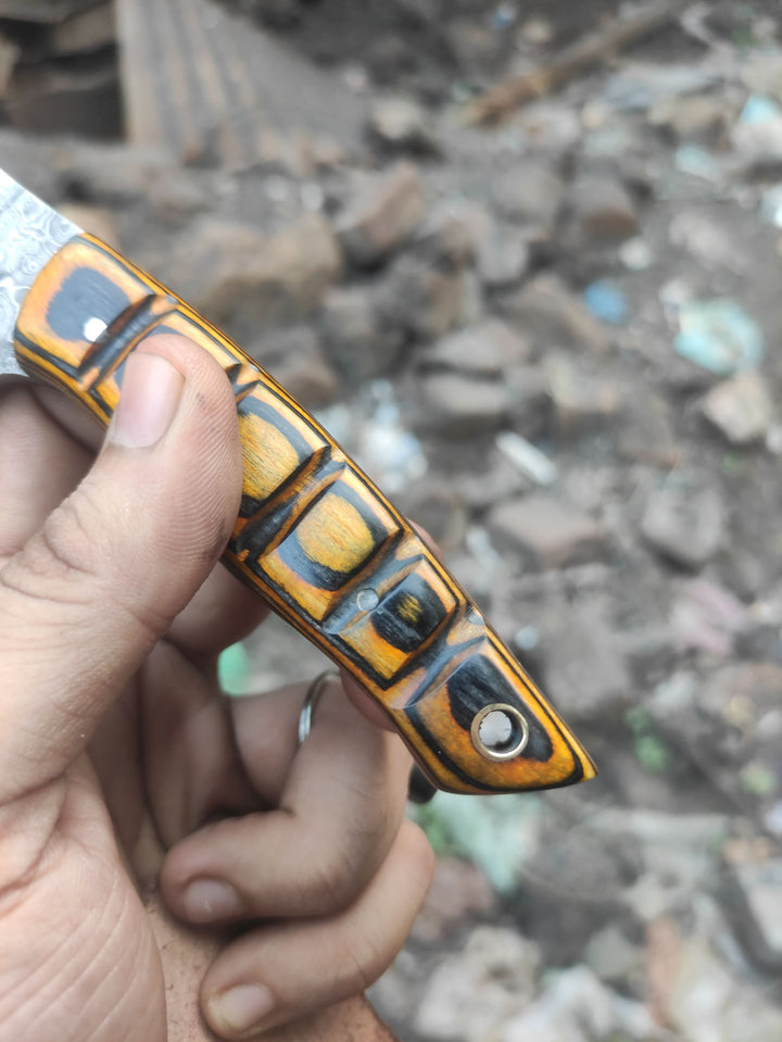 Handmade Damascus Mini EDC Knife — Everyday Carry Survival Tool handmade by JW SteelCrafts