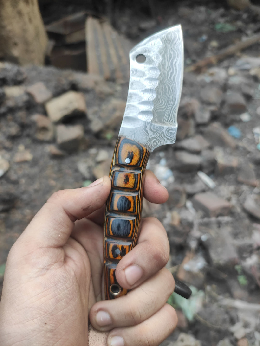 Handmade Damascus Mini EDC Knife — Everyday Carry Survival Tool handmade by JW SteelCrafts