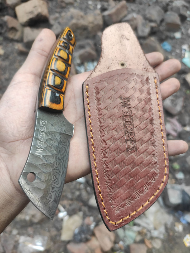 Handmade Damascus Mini EDC Knife — Everyday Carry Survival Tool handmade by JW SteelCrafts