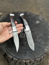 Load image into Gallery viewer, Handmade 3-Piece Knife Set – Cleaver &amp; Hunting Knives with Wooden Handle