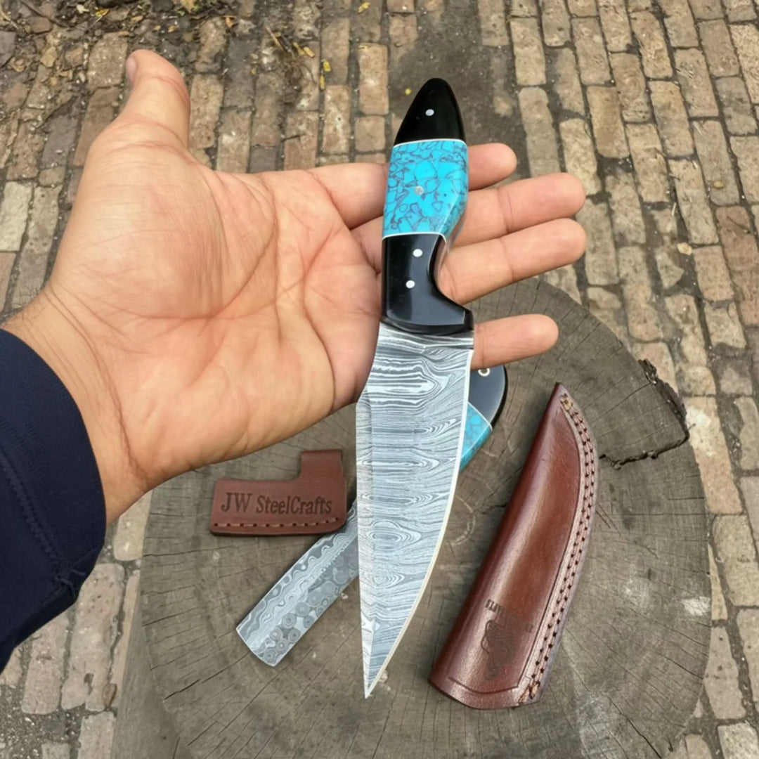 Handmade Damascus Skinner Knife Replica
