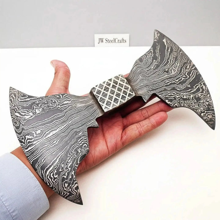 Handmade Damascus Steel Blank Double Headed Axe