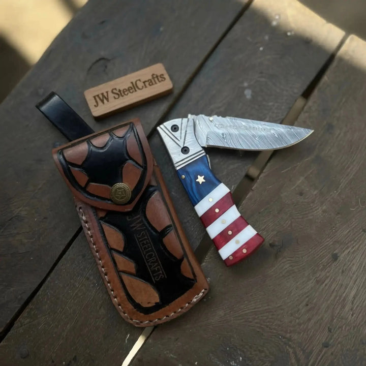 Handmade Damascus Steel Folding Knife