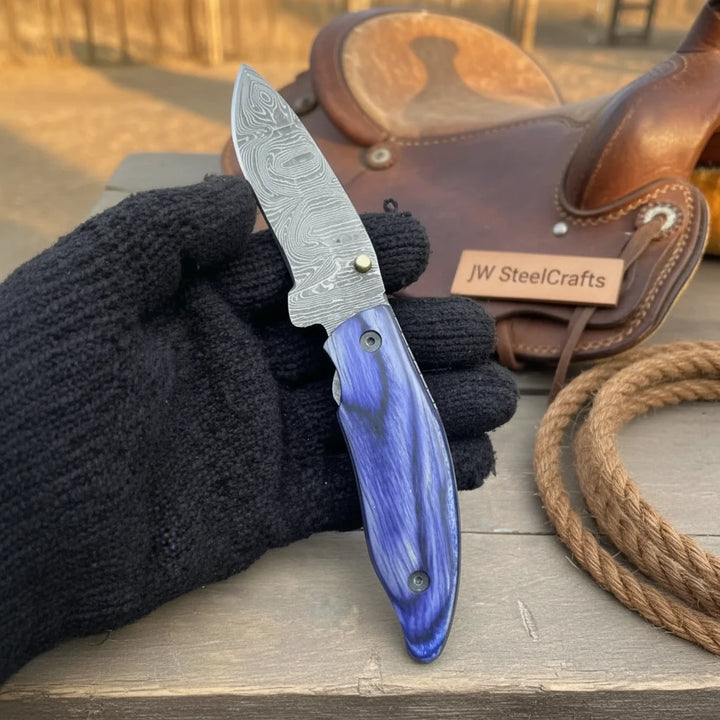 Handmade Damascus Steel Folding Knife
