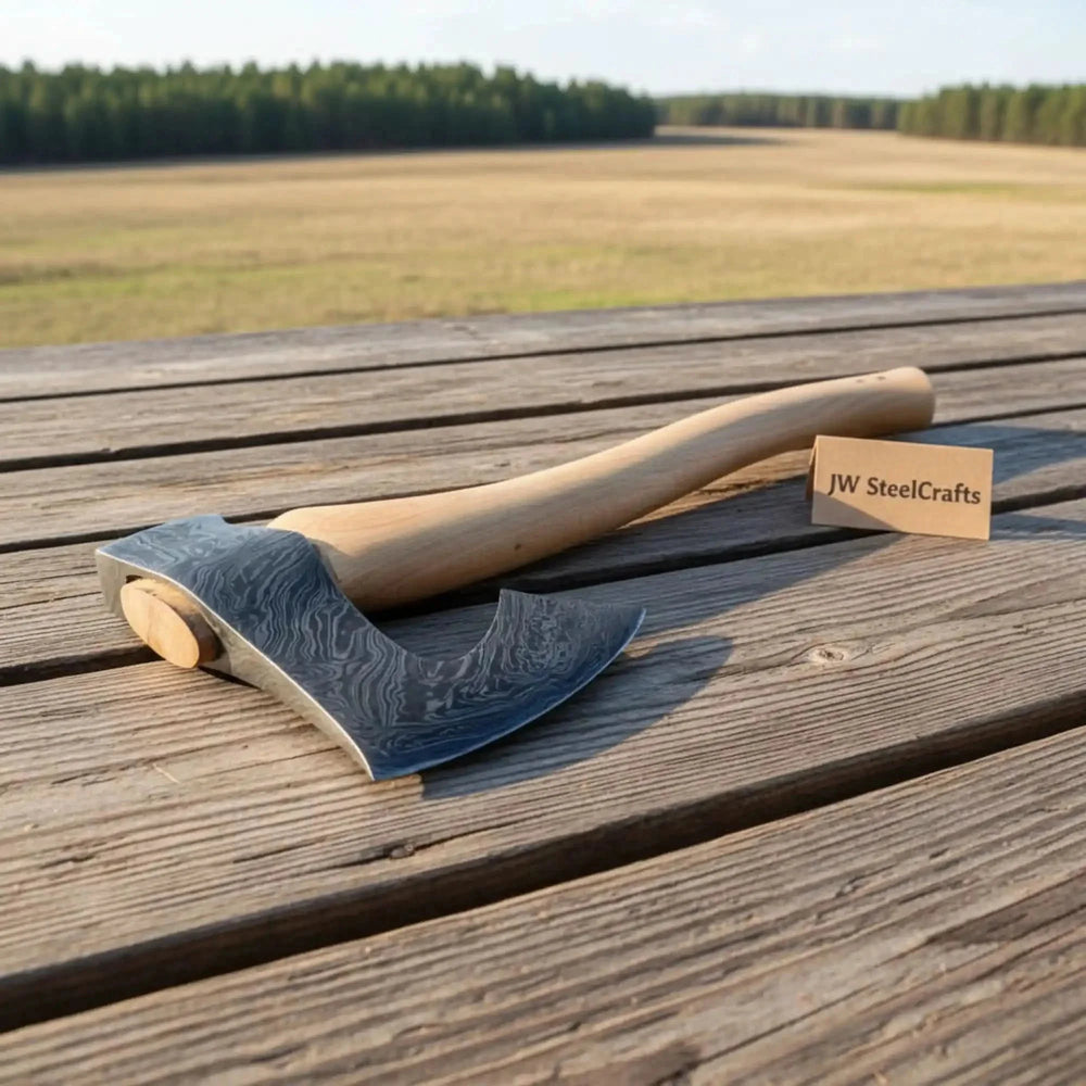 Handmade Damascus Steel Hatchet Bushcraft Axe Replica