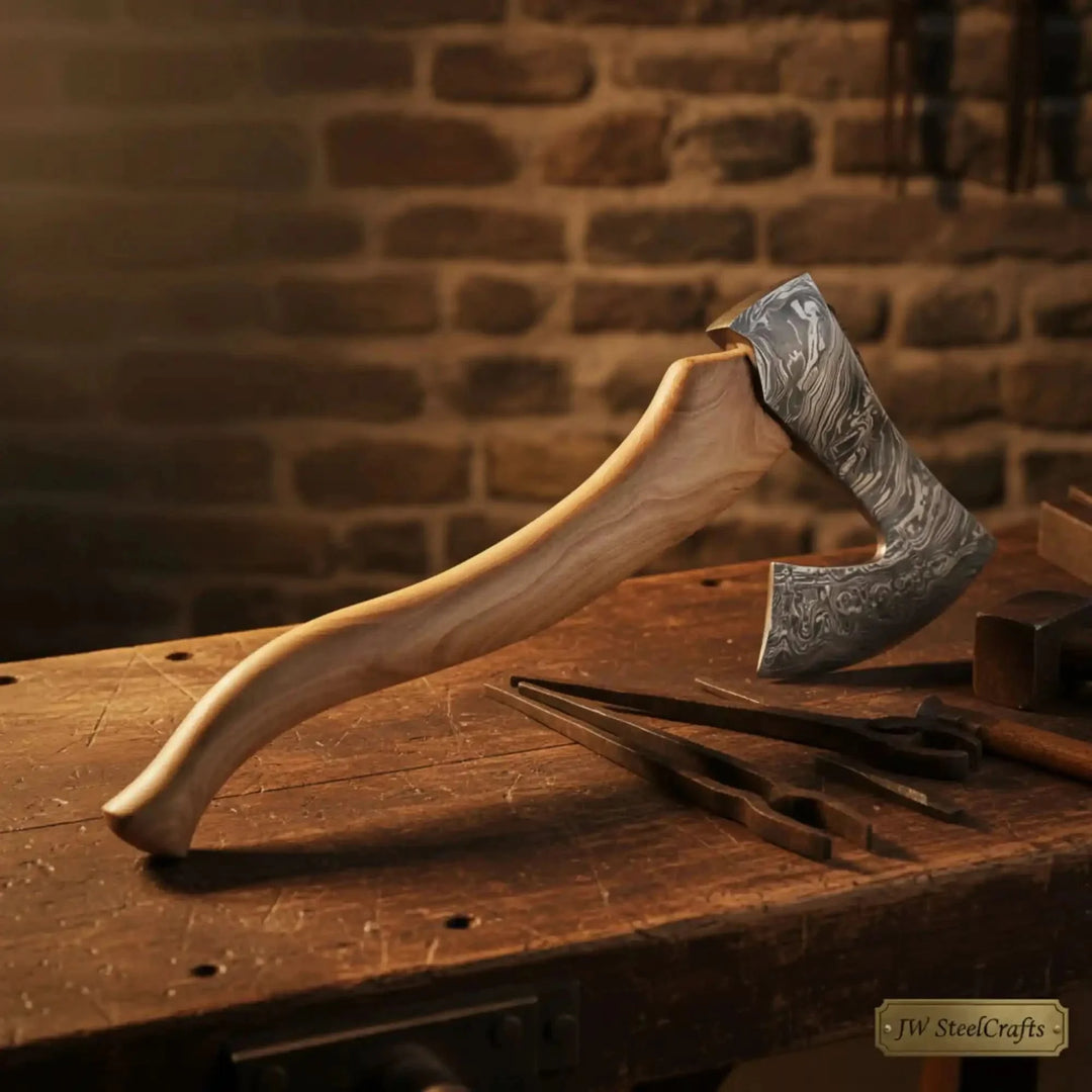 Handmade Damascus Steel Hatchet Bushcraft Axe