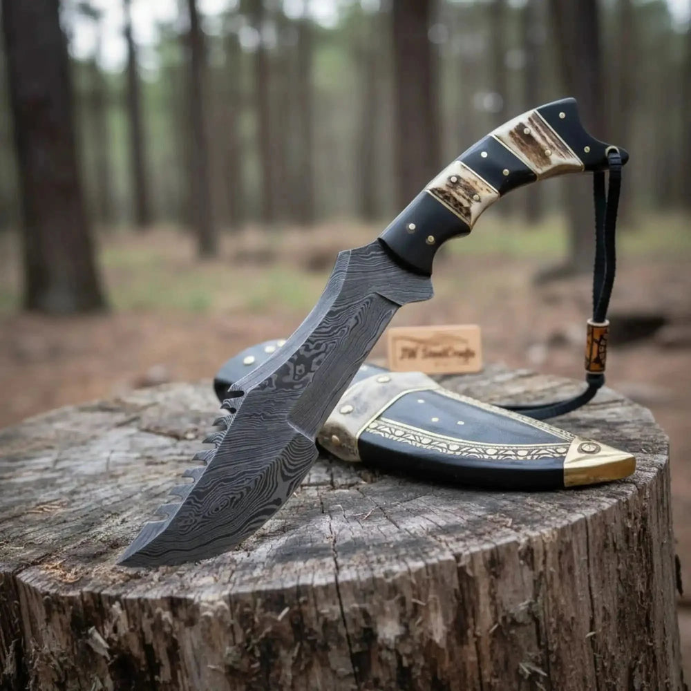 Handmade Damascus Steel Tracker Knife Replica