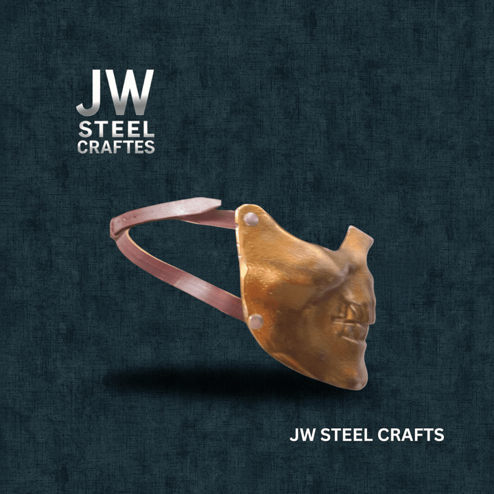 Handmade Metallic Half Face Mask | Golden Cast Art Mask for Display handmade Helmet by JW SteelCrafts