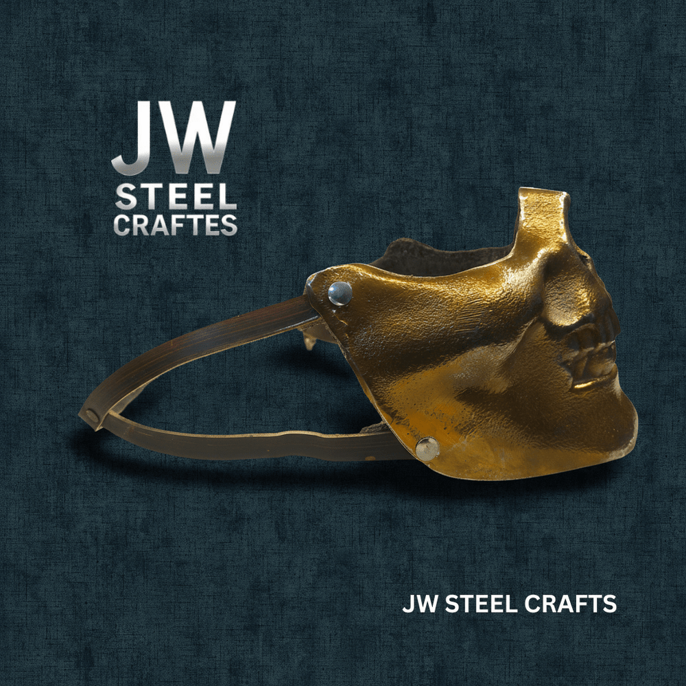 Handmade Metallic Half Face Mask | Golden Cast Art Mask for Display handmade Helmet by JW SteelCrafts