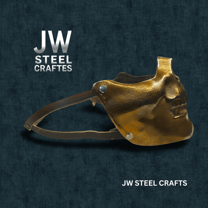 Handmade Metallic Half Face Mask | Golden Cast Art Mask for Display handmade Helmet by JW SteelCrafts