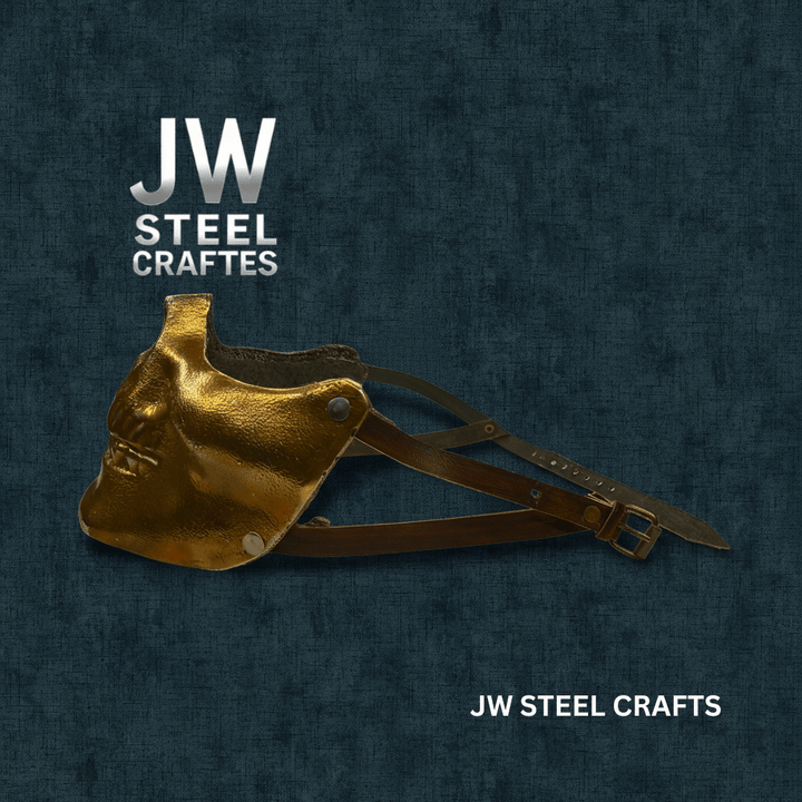 Handmade Metallic Half Face Mask | Golden Cast Art Mask for Display handmade Helmet by JW SteelCrafts