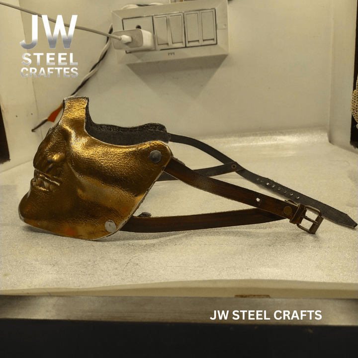 Handmade Metallic Half Face Mask | Golden Cast Art Mask for Display handmade Helmet by JW SteelCrafts