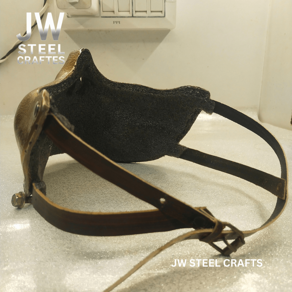 Handmade Metallic Half Face Mask | Golden Cast Art Mask for Display handmade Helmet by JW SteelCrafts