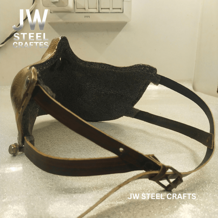 Handmade Metallic Half Face Mask | Golden Cast Art Mask for Display handmade Helmet by JW SteelCrafts