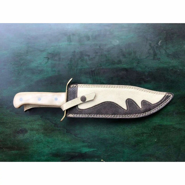 Handmade Sheffield Clip Point Bowie Knife, Polished Steel, Brass Guard handmade Custom Bowie Knives by JW SteelCrafts