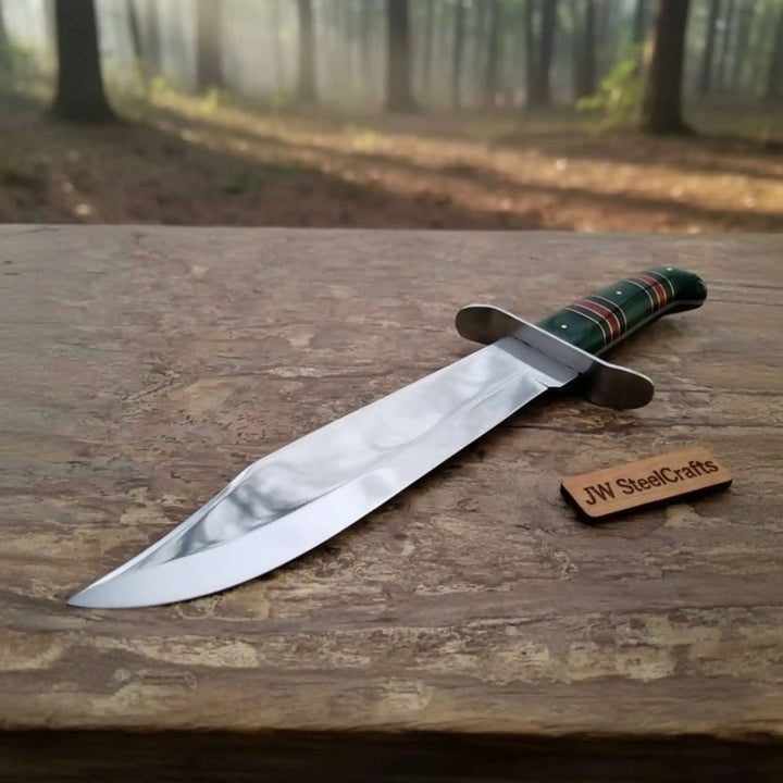 Handmade Sheffield Clip Point Bowie Knife Polished Steel Custom Handle handmade Clip Point Bowie Knives by JW SteelCrafts