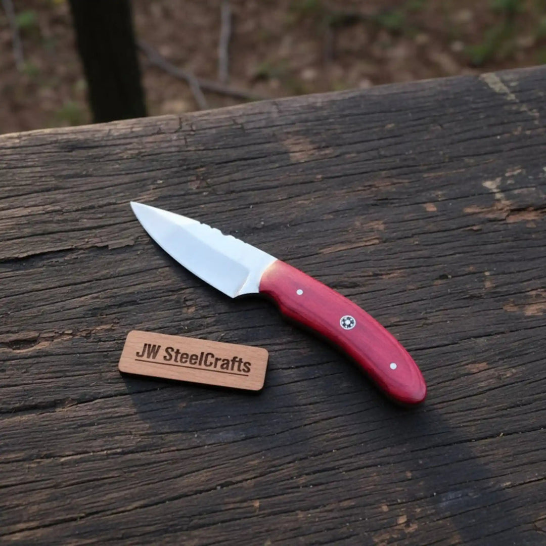 Handmade Skinner Knife Red Wood Handle Fixed Blade handmade Skinner Knife by JW SteelCrafts