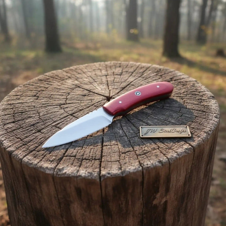 Handmade Skinner Knife Red Wood Handle Fixed Blade handmade Skinner Knife by JW SteelCrafts