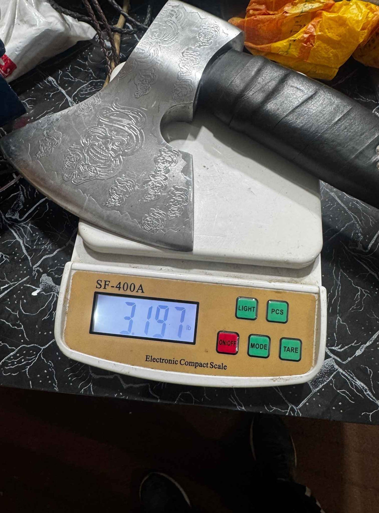 Personalized Viking Axe Hand-Forged  High Carbon Steel Battle Axe with Leather-Wrapped Groomsmen Gift, Wedding Gift, Camping Axe, EDC