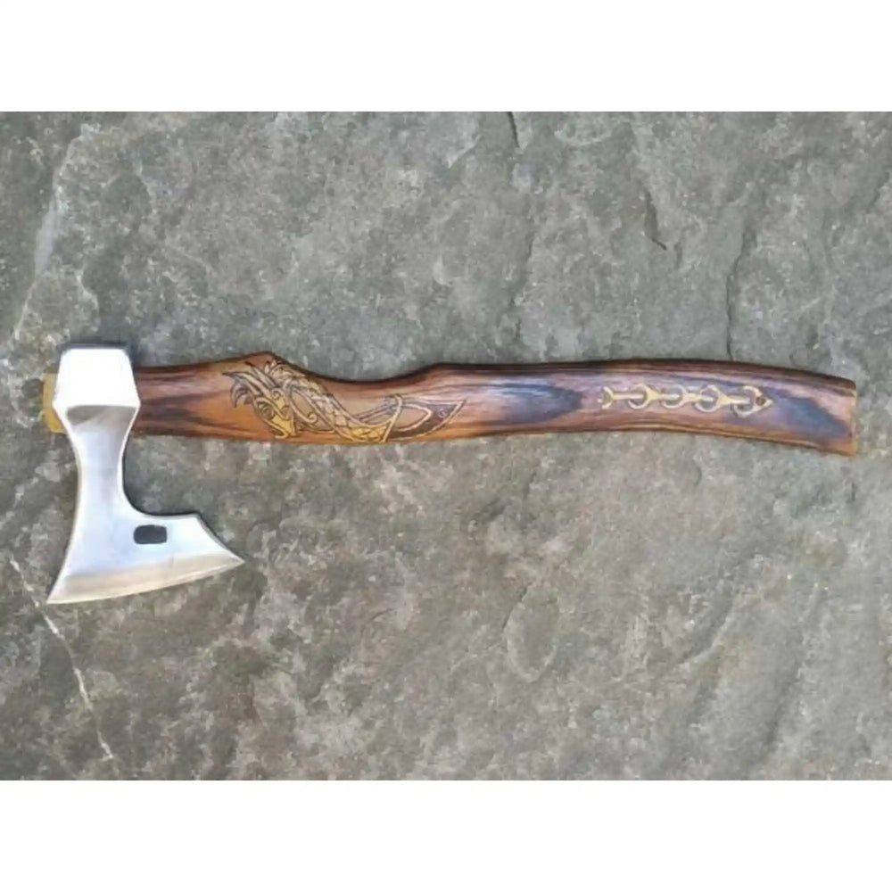 Handmade Viking Bearded Axe – Stainless Steel Head with Engraved Hardwood Handle | JW SteelCrafts handmade Handmade Axe by JW SteelCrafts