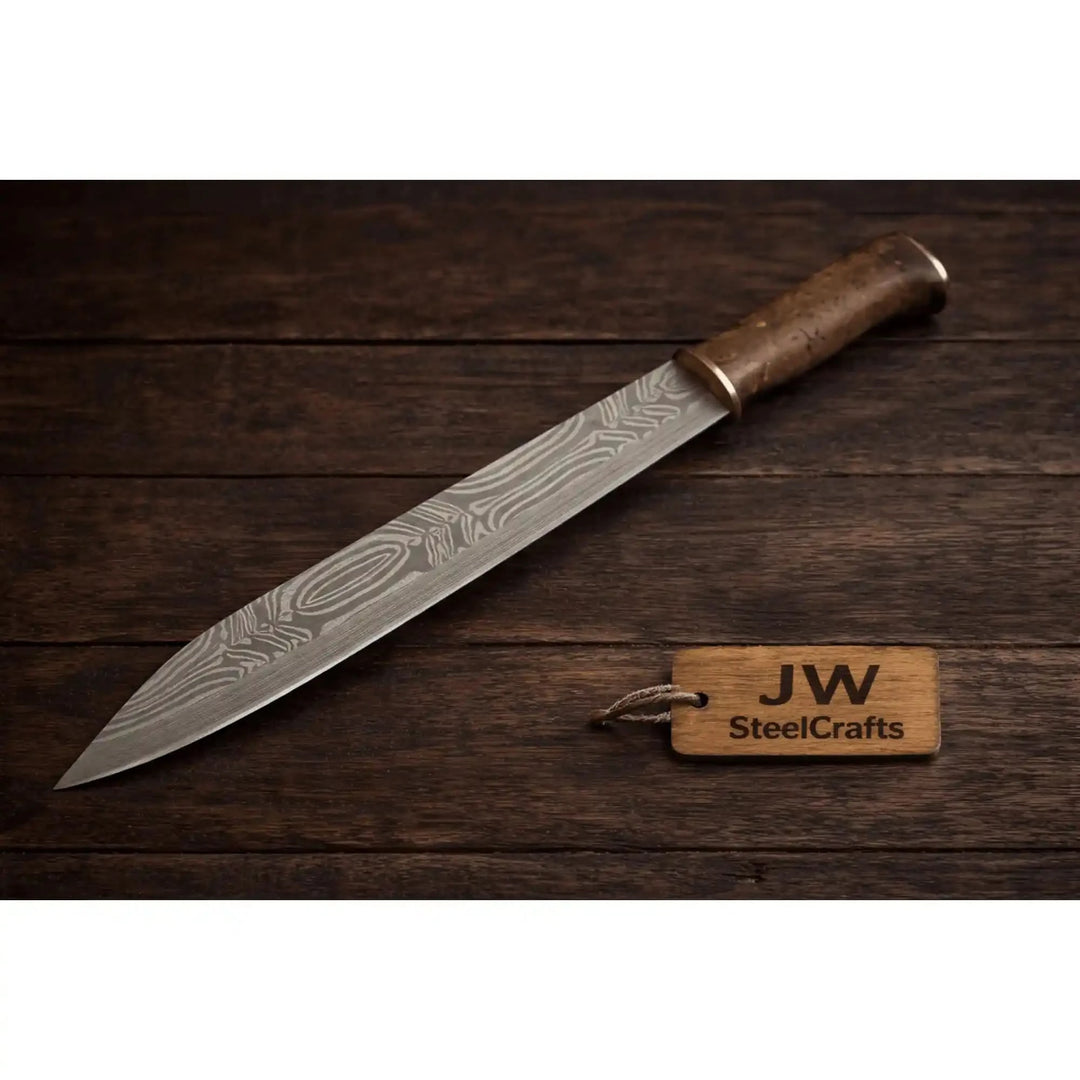 Handmade Viking Seax Knife Damascus Steel Blade 16 Inch Fixed Blade handmade Seax Knife by JW SteelCrafts