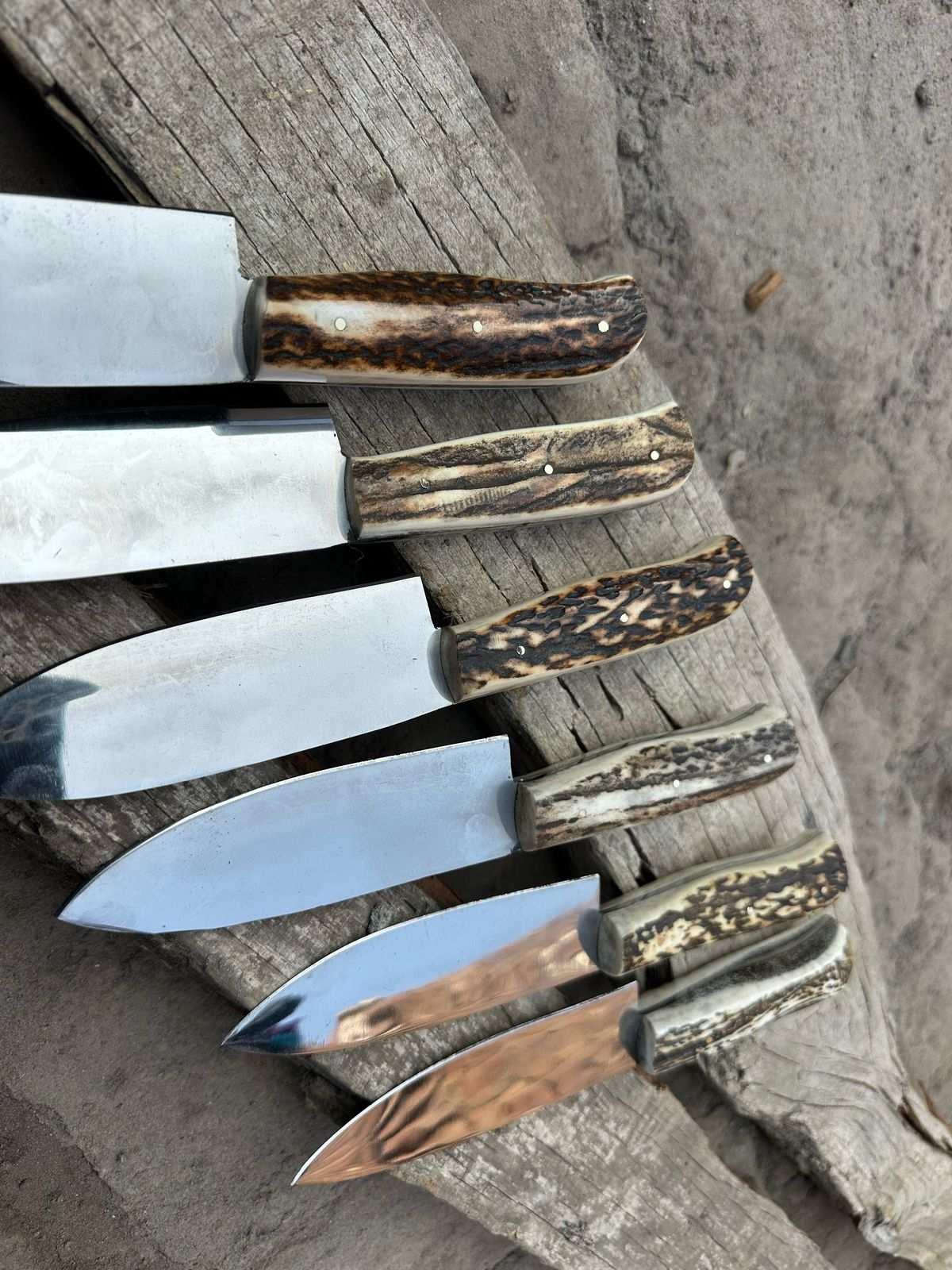 Custom Chef knives high Polished with deer horn handles 6 pieces  gift for father ,Gift for her, Birthday Gift, Groomsmen Gift Kitchen Knife
