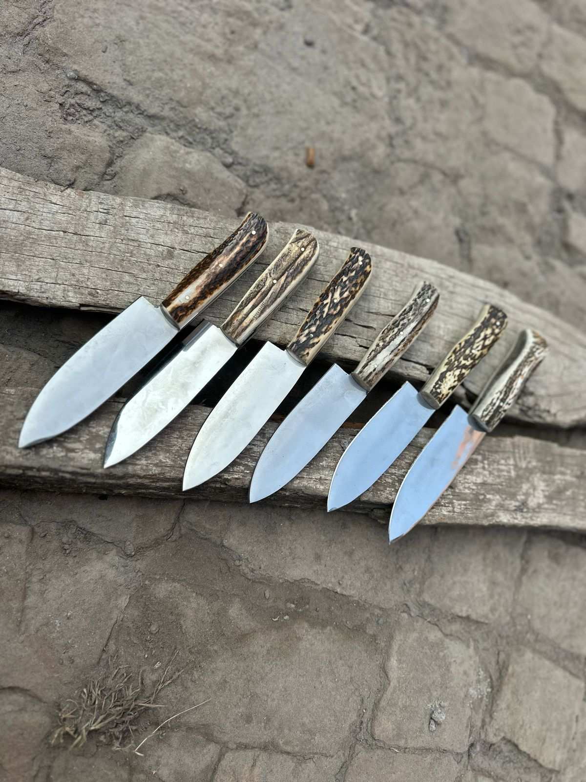 Custom Chef knives high Polished with deer horn handles 6 pieces  gift for father ,Gift for her, Birthday Gift, Groomsmen Gift Kitchen Knife