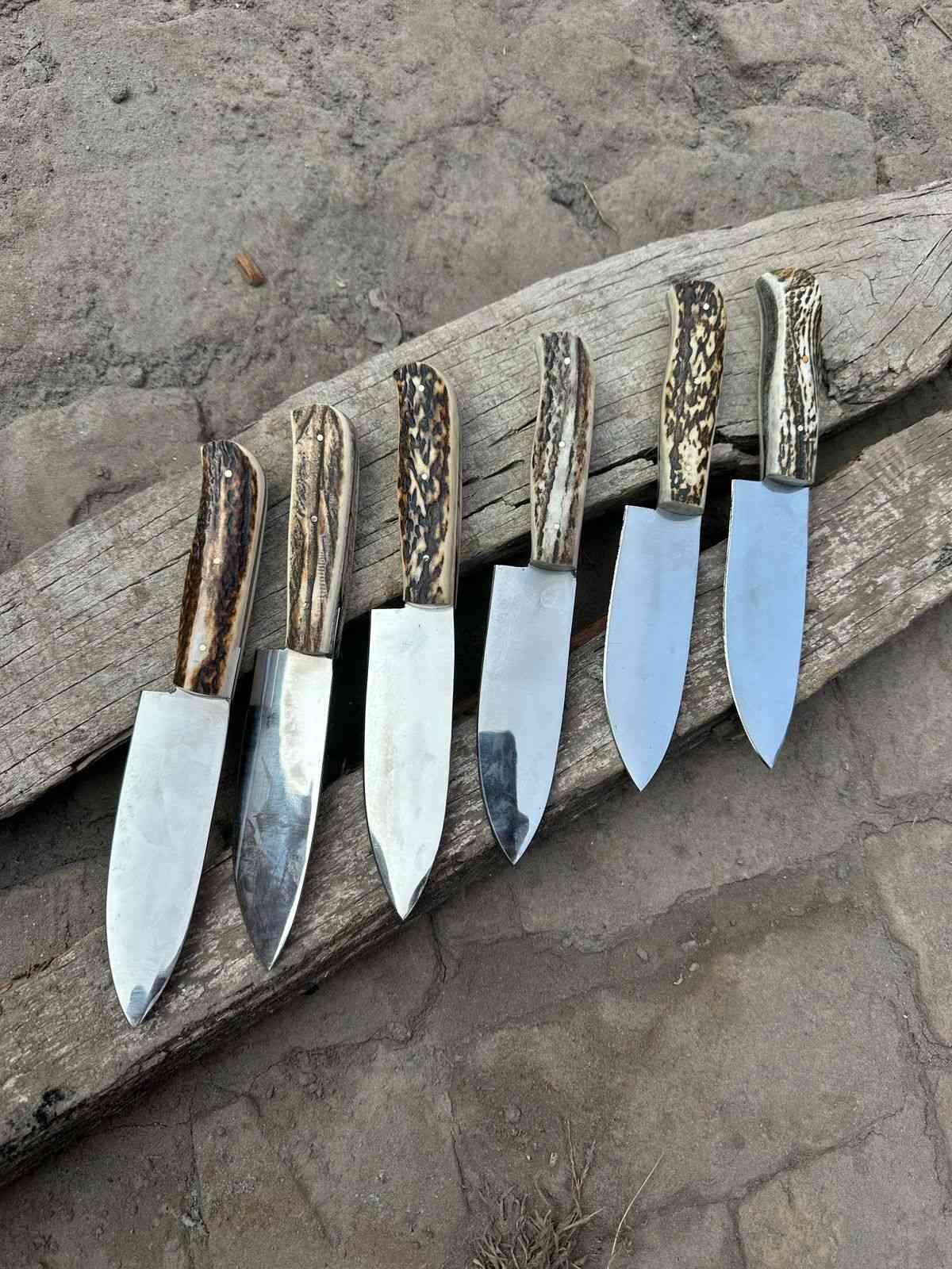 Custom Chef knives high Polished with deer horn handles 6 pieces  gift for father ,Gift for her, Birthday Gift, Groomsmen Gift Kitchen Knife