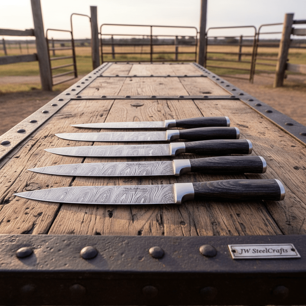 Handmade Chef Knives Damascus Steel blades handmade Handmade Chef Knife Sets by JW SteelCrafts