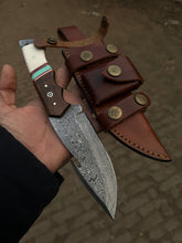 Load image into Gallery viewer, Custom Knife Gut Hook Skinner blade Handcrafted Damascus Steel Knife Rosewood Handle, Father&#39;s Gift, Git for him, Birthday Gift EDC Knife,