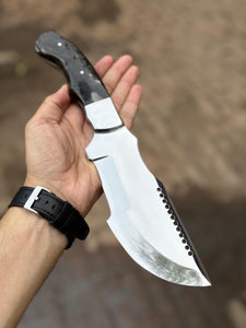 Handcrafted Tracker Knife – Bushcraft & Survival Ready | Ram Horn or Ebony Handle | Personalized Hunting Gift for Outdoorsmen