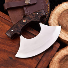 Load image into Gallery viewer, Handcrafted Forged Ulu Knife  Alaskan Rocker Chopper for Kitchen/ Pizza Cutting Personalized Gift for Him/Her, Groomsman Gift, Birthday Gift