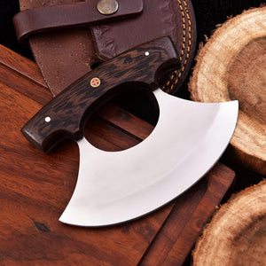 Handcrafted Forged Ulu Knife  Alaskan Rocker Chopper for Kitchen/ Pizza Cutting Personalized Gift for Him/Her, Groomsman Gift, Birthday Gift