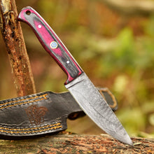 Load image into Gallery viewer, Skinner Knife Damascus Steel Handmade Fixed Blade Bushcraft Knife Personalized Custom Knife Birthday Gift Wedding Gift Present for her