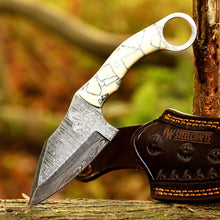 Load image into Gallery viewer, Custom Knife Hunting Blade Full Tang EDC Tool Survival Knife Bush craft Tool Damascus Steel Blade Mom&#39;s Gift Present for Her Birthday Gift
