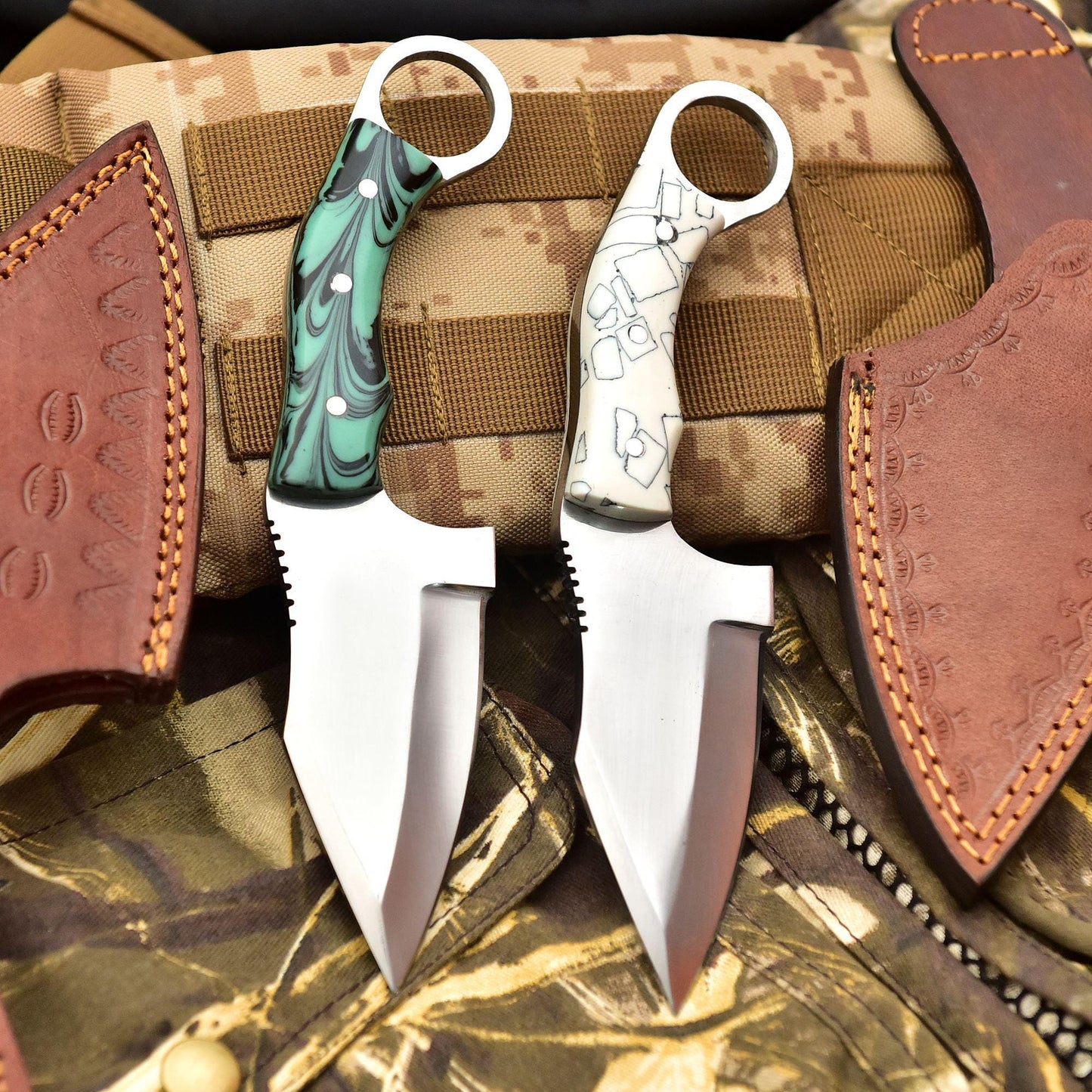 Custom Hunting Knife Engraved Knife High Handmade Skinner Knife Fixed Knife Gift for Husband , Gift for her , Wedding Gift, Birthday Gift White Resin