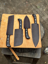 Load image into Gallery viewer, Handmade Damascus Steel Kitchen Knives set Personalized Gift Chef Knives Custom Blades , Groomsman Gift ,Wedding Gift, Gift for Girlfriend