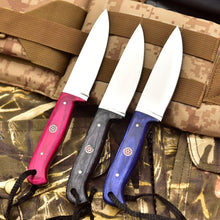 Load image into Gallery viewer, Personalized Skinner Knife – Handmade Damascus Camping &amp; Bushcraft Blade | Hunting Knife, Wedding &amp; Groomsman Gift, Husband or Boyfriend Birthday Present