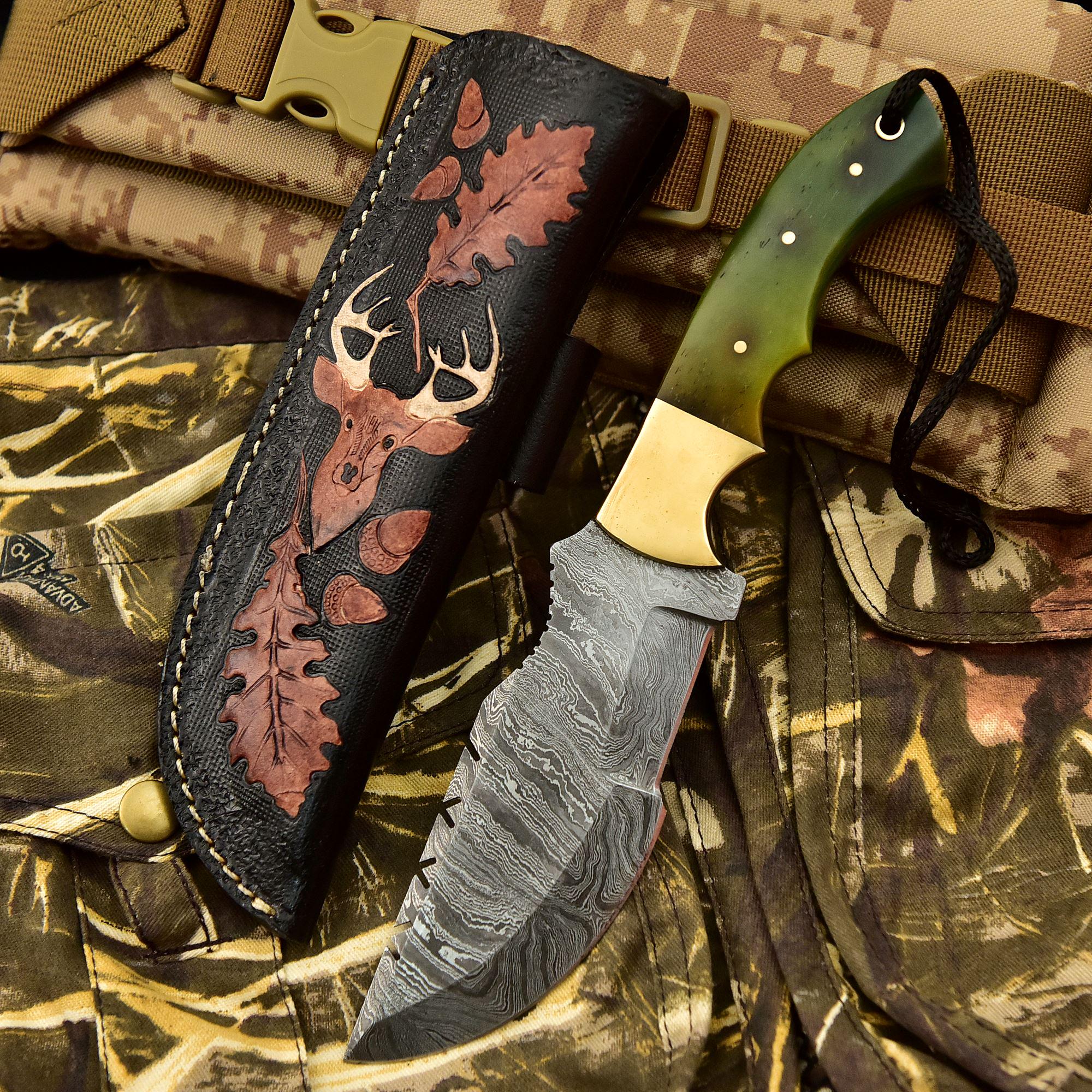 Folding Knife – damascus , nan handle