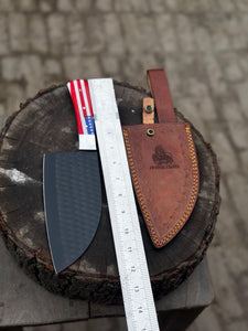 Personalized American Flag Handle Chopper Knife – Black Powder Coated Blade, Handmade Gift for Him, Dad, or Anniversary