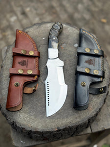 Handcrafted Tracker Knife – Bushcraft & Survival Ready | Ram Horn or Ebony Handle | Personalized Hunting Gift for Outdoorsmen