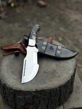 Load image into Gallery viewer, Handcrafted Tracker Knife – Bushcraft &amp; Survival Ready | Ram Horn or Ebony Handle | Personalized Hunting Gift for Outdoorsmen