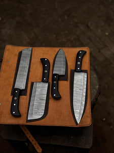 Handmade Damascus Steel Kitchen Knives set Personalized Gift Chef Knives Custom Blades , Groomsman Gift ,Wedding Gift, Gift for Girlfriend