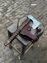 Load image into Gallery viewer, Personalized Viking Bearded Axe – Hand-Forged High Carbon Steel Battle Axe with Ash Wood Handle &amp; Leather Sheath | Engraved Collectible Gift for Him, Groomsmen, Father’s Day