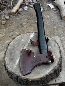 Personalized Viking Axe Hand-Forged  High Carbon Steel Battle Axe with Leather-Wrapped Groomsmen Gift, Wedding Gift, Camping Axe, EDC