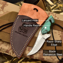 Load image into Gallery viewer, Personalized Stainless Damascus Neck Knife Groomsmen Knife EDC Birthday Gift EDC Knife Pocket Knife wedding Gift Gift For Her Gift for him