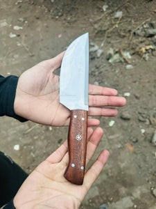Handmade Hunting Knife | 10” Overall | 6” Blade | Ram Horn & Walnut Handle
