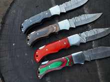 Load image into Gallery viewer, Custom Pocket Fold Knife, Groomsmen gifts, Wedding Gift, Authentic Damascus Steel Blade, Gift for him, Damascus Pocket Folding Knife, EDC