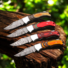 Load image into Gallery viewer, Folding Knife – damascus , nan handle